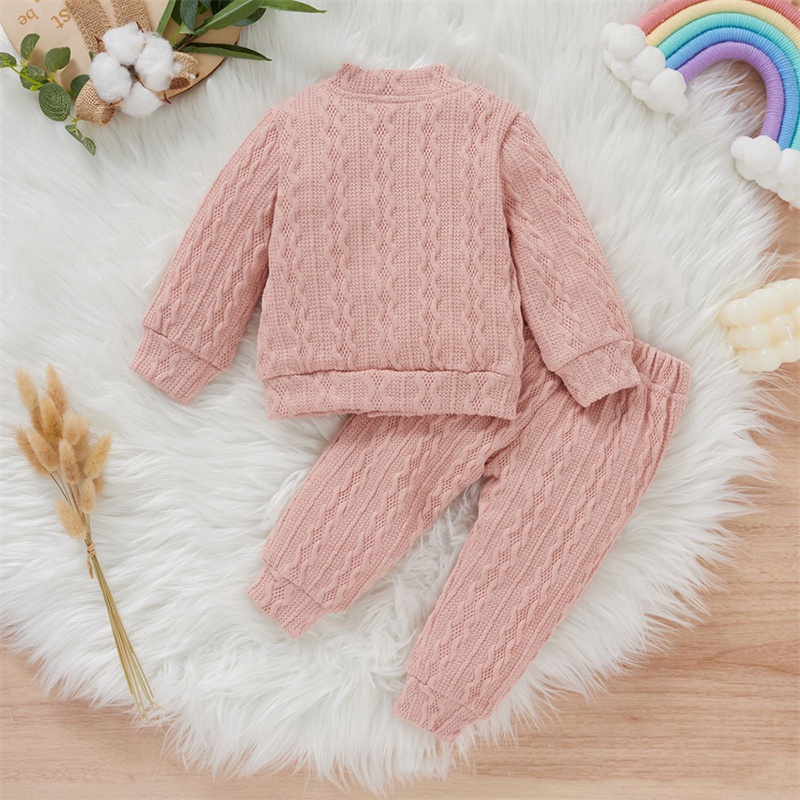 Set đồ 2 mảnh Bear Leader gồm áo khoác cardigan dệt kim và quần dài thời trang mùa đông cho bé gái