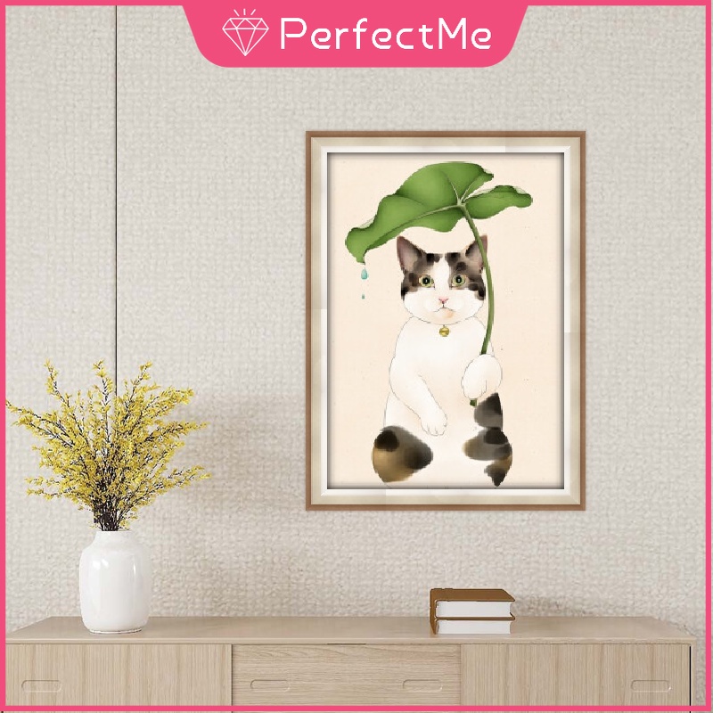 Bộ tranh đính đá 5D họa tiết chú mèo độc đáo kích thước 30x40cm DIY dùng trang trí