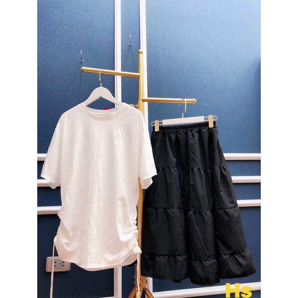 Bộ áo dúm chân váy đen HSU1