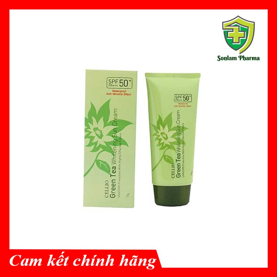 Kem chống nắng Cellio Green Tea Whitening Sun Cream SPF50+- Tuýp 70gr ...