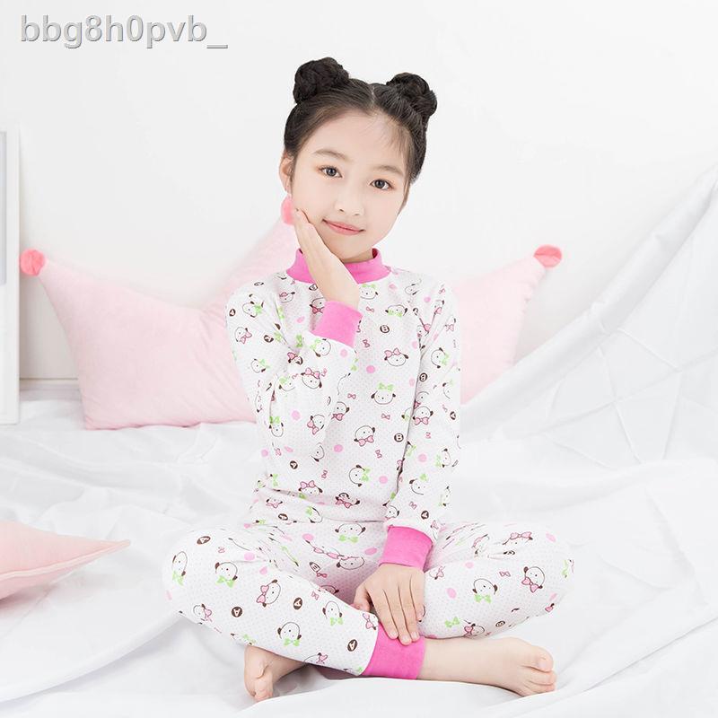 3-17 tuổi bộ đồ lót trẻ em cotton bé trai và gái quần áo mùa thu dài trung học cổ thấp