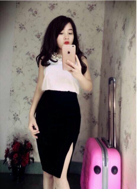 [RẺ VÔ ĐỊCH ]Chân váy công sở sẻ tà trước đến gối 55cm | BigBuy360 - bigbuy360.vn