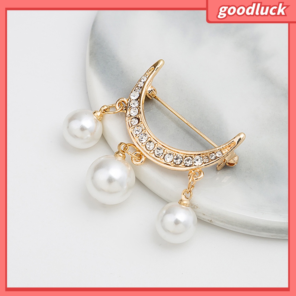 Set 2 Ghim Cài Áo Hình Bán Nguyệt Đính Ngọc Trai Giả Thời Trang Cho Nữ