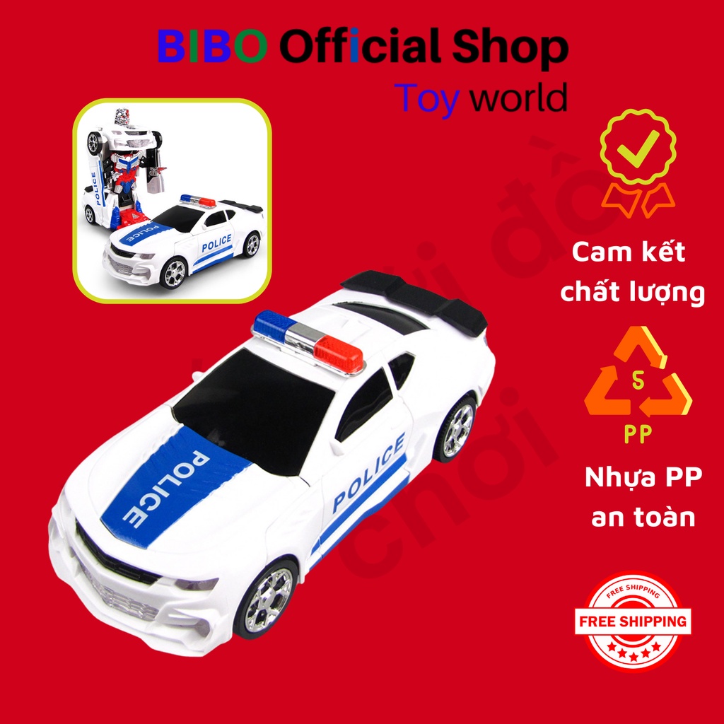 Ô tô cảnh sát đồ chơi cho bé, ô tô cảnh sát biến hình có nhạc và đèn vui nhộn giúp bé phát triển tư duy