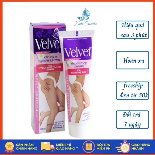 Kem tẩy lông Velvet Nga 100ml Chính hãng tự tin diện đồ khoe dáng Tẩy sạch lông sau 3 phút Mã Xuka velvet100