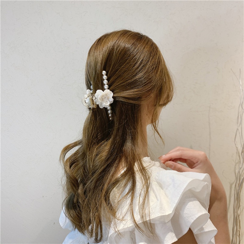 Kẹp Tóc Hình Hoa Đính Ngọc Trai Chống Trượt Thời Trang Cho Nữ