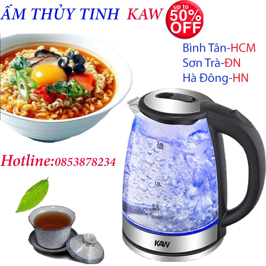 Ấm siêu tốc loại nhỏ KAW RK1818, An Toàn, Chịu Va Đập Cao, Công Suất 1800W, Bảo Hành Toàn Quốc