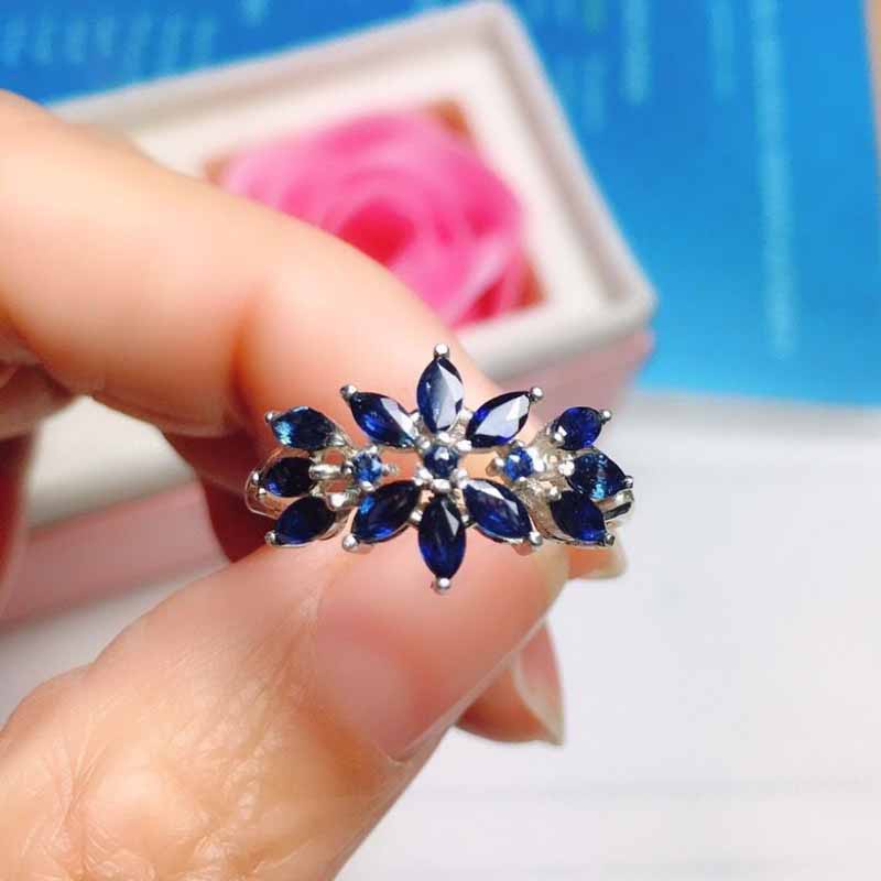 Nhẫn Bạc Đính Đá Sapphire Nhân Tạo Thời Trang Cho Nữ