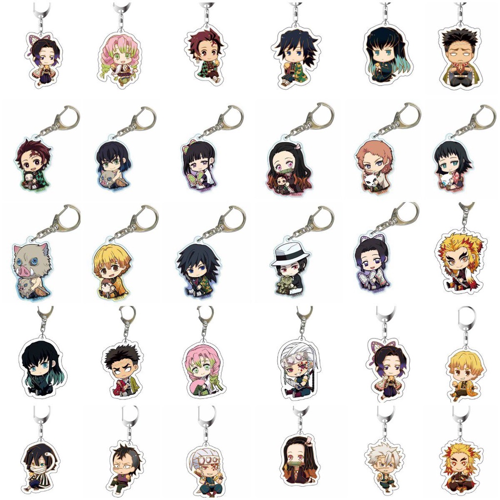 Móc khóa acrylic phong cách hoạt hình Demon Slayer Rengoku Kyoujurou Tanjirou Nezuko Zenitsu Inosuke Shinobu Giyuu Uzui