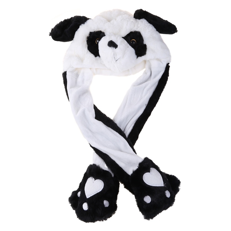 Nón Bông Giữ Ấm Tai Hình Gấu Trúc 3D Dễ Thương Có Túi Khí Chuyển Động