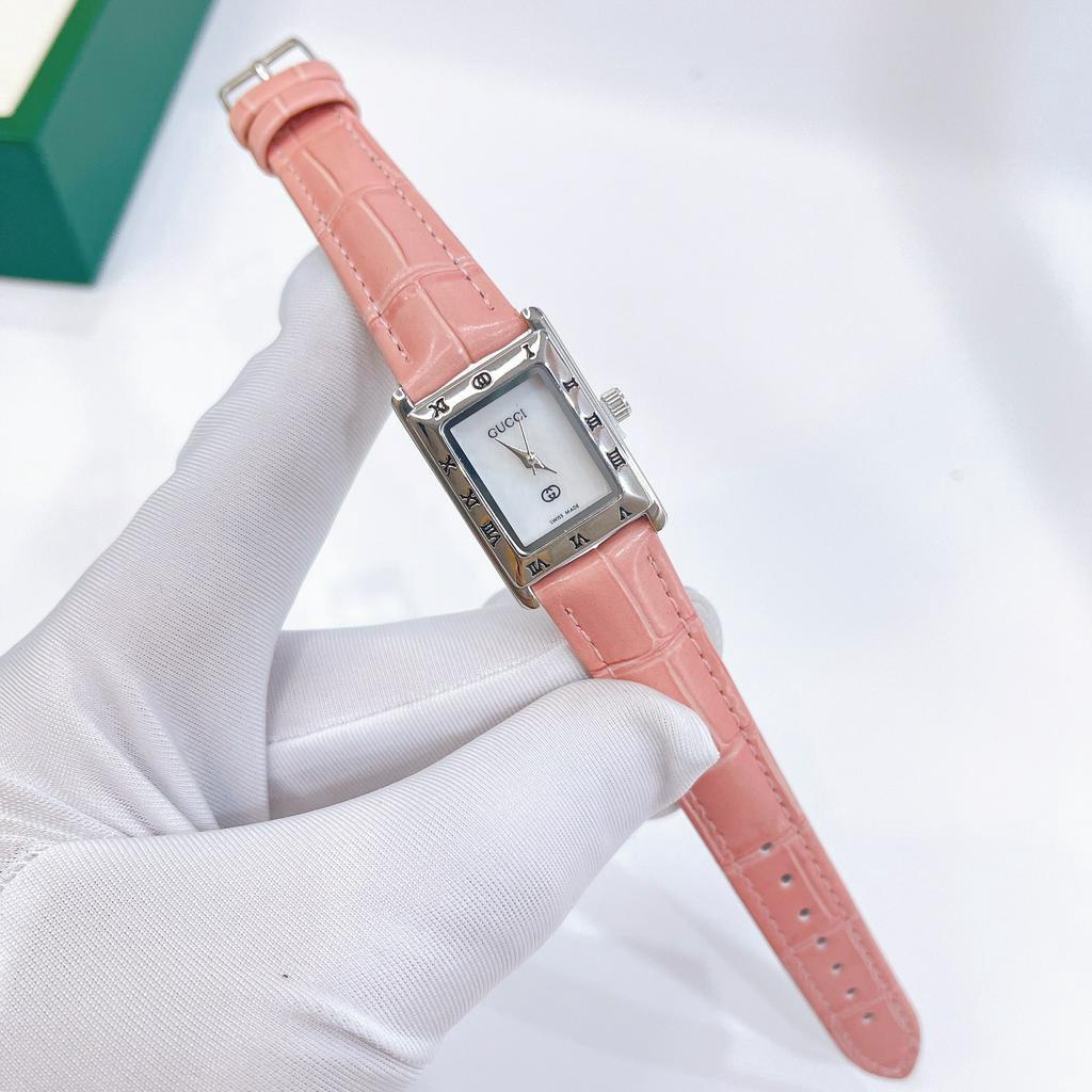 Đồng hồ nữ dây da Gucci cao cấp, size mặt 22mm, mặt vuông, máy  Quartz nhật, chống nước, sang trọng dành cho nữ