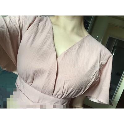 ORDER - Áo Croptop cổ V thắt nơ xẻ lưng 4 màu ( Có hình ảnh thật ở cuối )