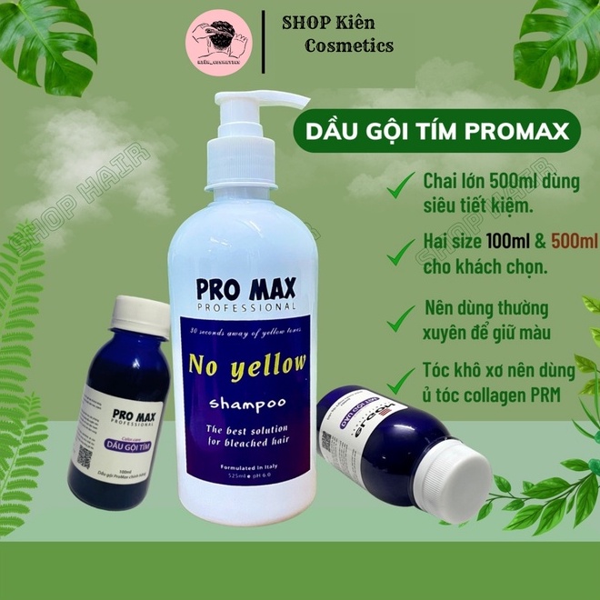 Dầu gội tím Promax, dầu gội khử vàng và giữ màu dành cho tóc tẩy nhuộm màu thời trang