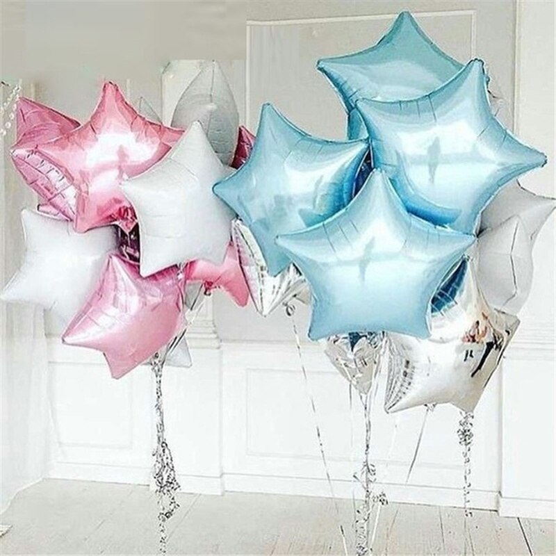 5 Bong bóng lá nhôm hình ngôi sao 18 inch màu vàng/bạc trang trí tiệc
