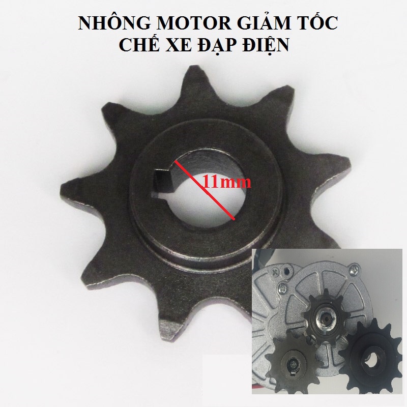 NHÔNG BÁNH RĂNG GẮN MOTOR GIẢM TỐC CHẾ XE ĐẠP ĐIỆN