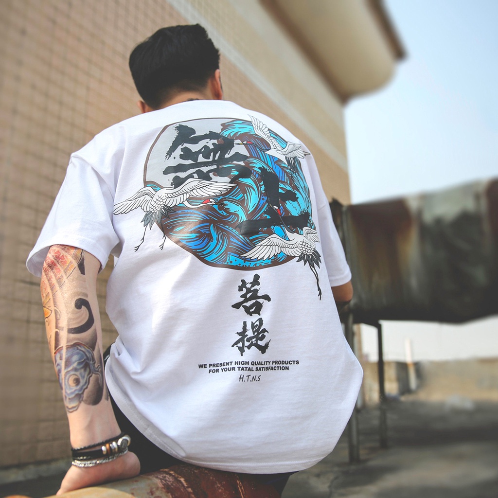 Áo Thun Cổ Tròn Dáng Rộng In Hình Graffiti Cá Tính Trẻ Trung Hợp Thời Trang Cho Nam
