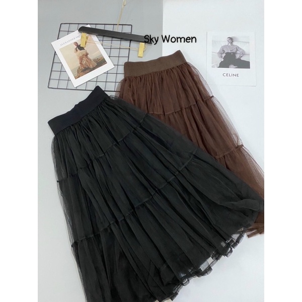 Chân váy xoè dáng dài ren von tầng siêu đẹp | BigBuy360 - bigbuy360.vn