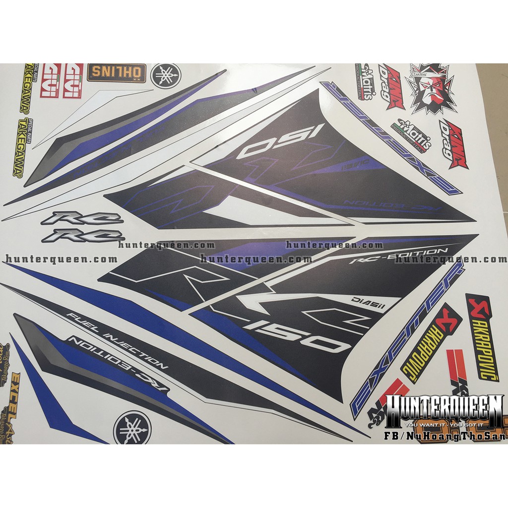 Tem rời RC Exciter 150, xe đen, tem NHÁM. Xe màu khác vui lòng inbox