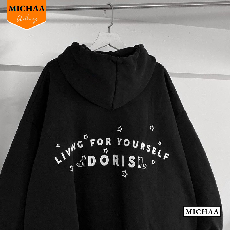 Áo Khoác Nỉ DORIS Tay Phồng Nam Nữ Ulzzang Unisex, Áo Khoác Dây Kéo Form Rộng - MICHAA