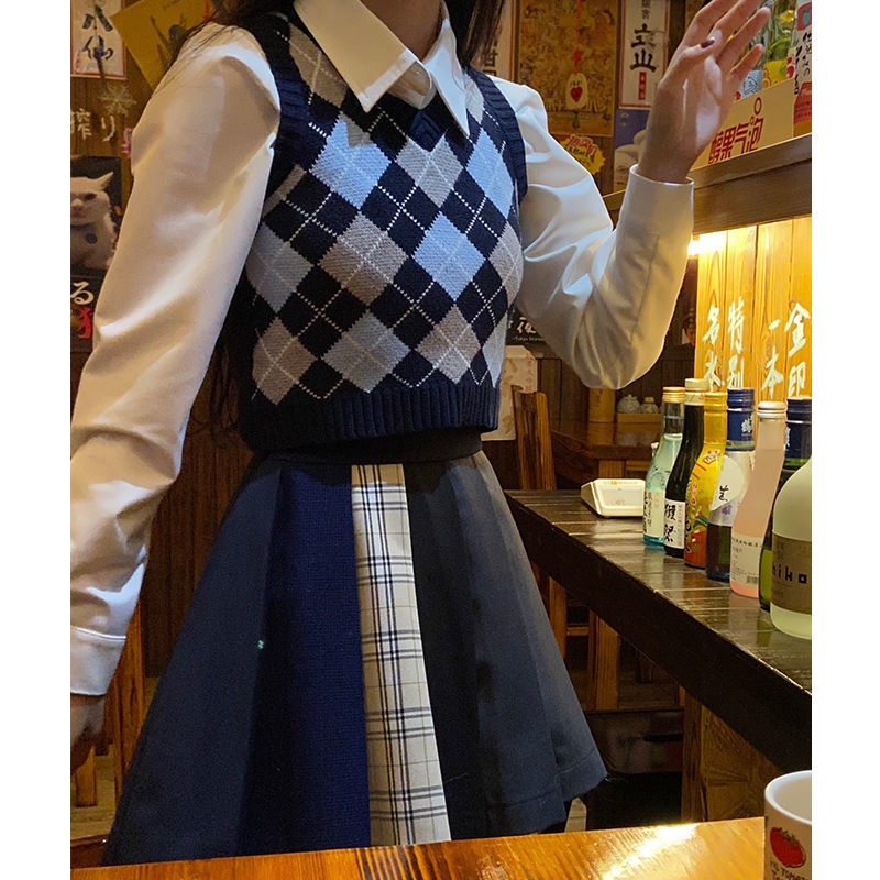 【Yuki】Áo gile kẻ caro màu xanh siêu xinhh | BigBuy360 - bigbuy360.vn