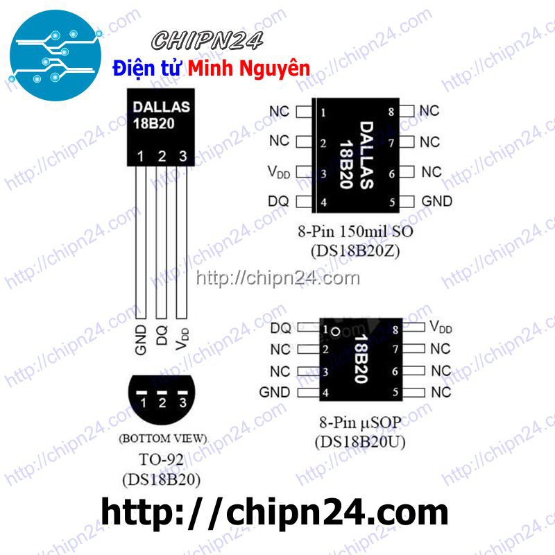 [1 CON] IC DS18B20 TO-92 (Cảm Biến Nhiệt Độ 18B20)