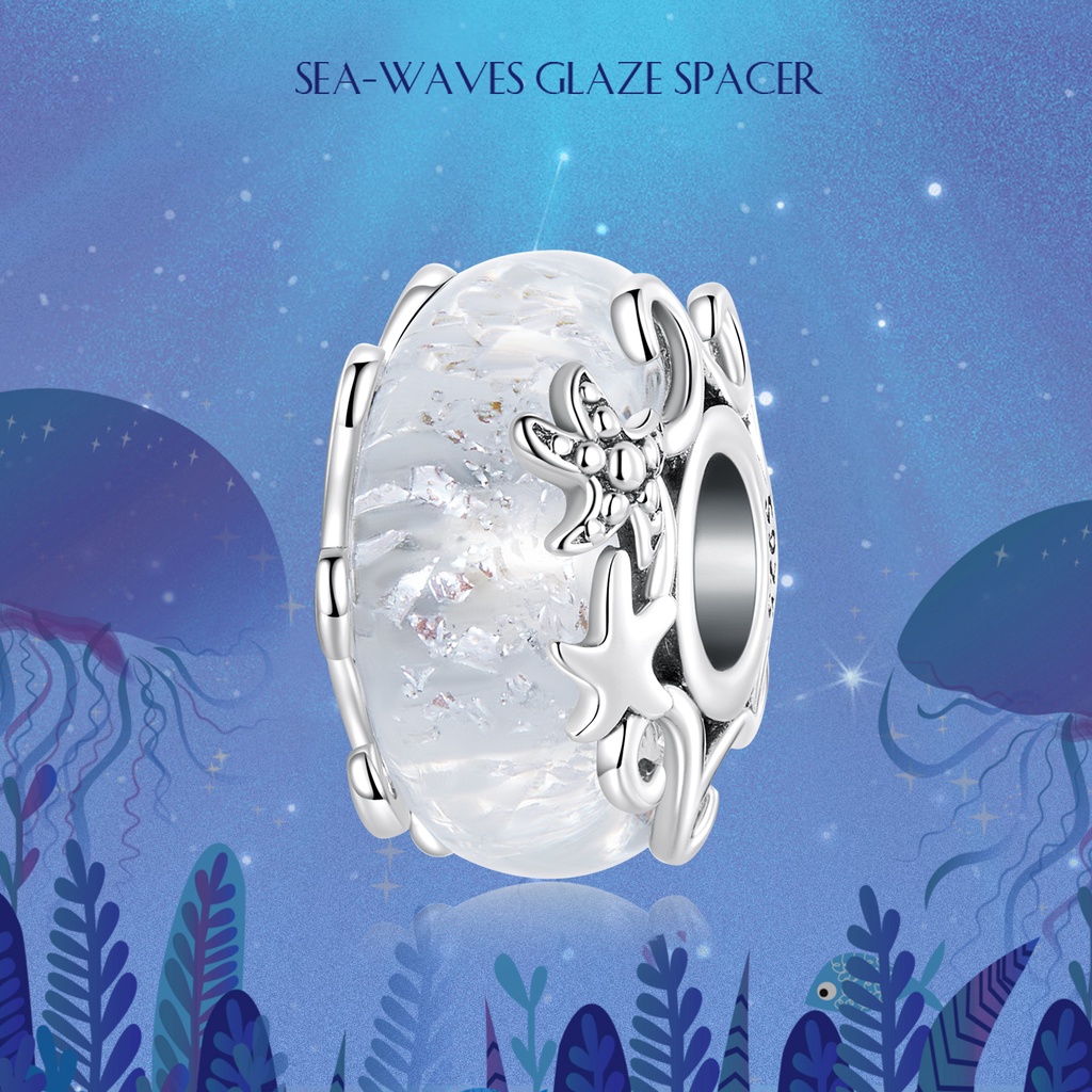 Phụ kiện hạt xỏ vòng tay Bamoer S925 hình vỏ sò trái tim thời trang mùa hè