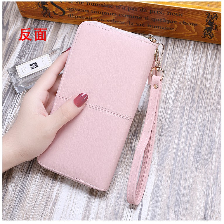 Ví cầm tay dài trơn đường kẻ thời trang A6 Shalla