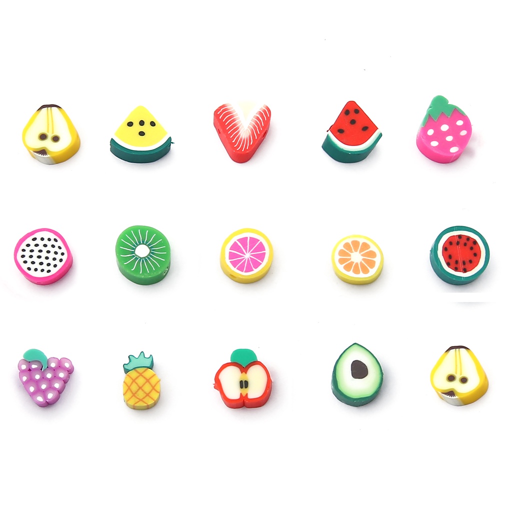 Bộ 30 Hạt Xâu Chuỗi Mềm Hình Trái Cây Dùng Làm Trang Sức DIY