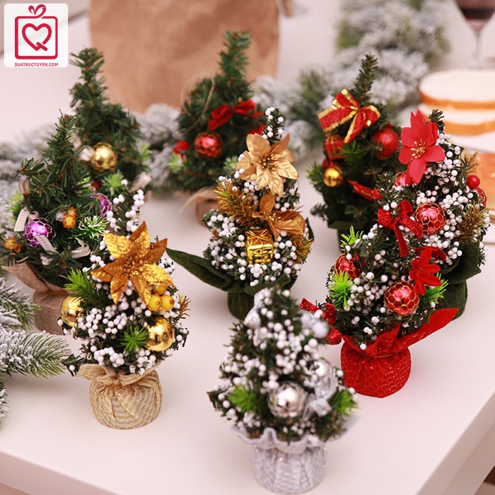 Cây thông giáng sinh mini để bàn trang trí Noel kèm phụ kiện 20-40cm