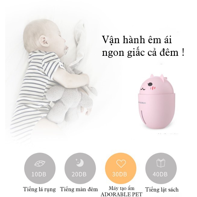 Máy phun sương HUMIDIFIER. Máy xông tinh dầu Kiz Mart. Tặng kèm đèn led usb và quạt mini usb.Công suất lớn