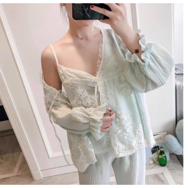 DOJI - Set tiểu thư 4 món( QCCC săn sale) - MUỐI SLEEPWEAR M10