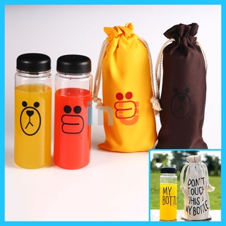 HCM -[CHỈ BÁN TÚI] Túi vải đựng bình nước hoạt hình Vịt Sally Gấu Brown