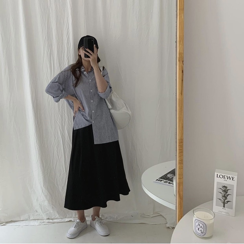 Áo Sơ Mi Linen Nữ Sọc Tay Dài HQ2135 - Madeline Shirt | Lana Official