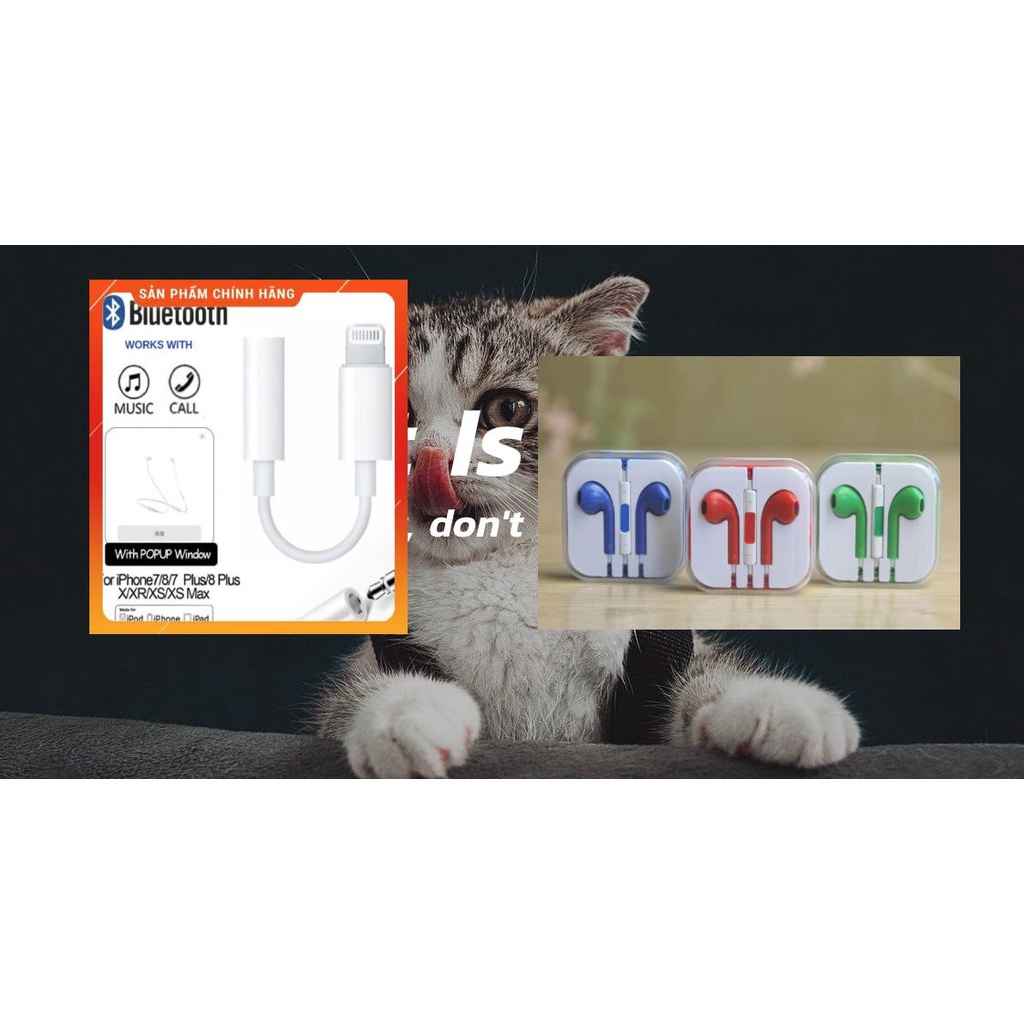 Jack chuyển đổi Lightning Iphone sang tai nghe 3.5/Jack chuyển đổi tai nghe 3.5 sang chui Lightning Iphone-Bật Blutooth