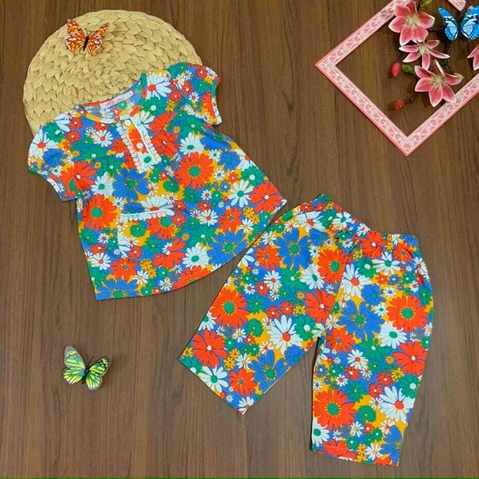 Đồ Bộ Bé Gái Cực Dễ Thương Cao Cấp 🍊 Chất Kate Lụa Nhập. GIÁ 110000