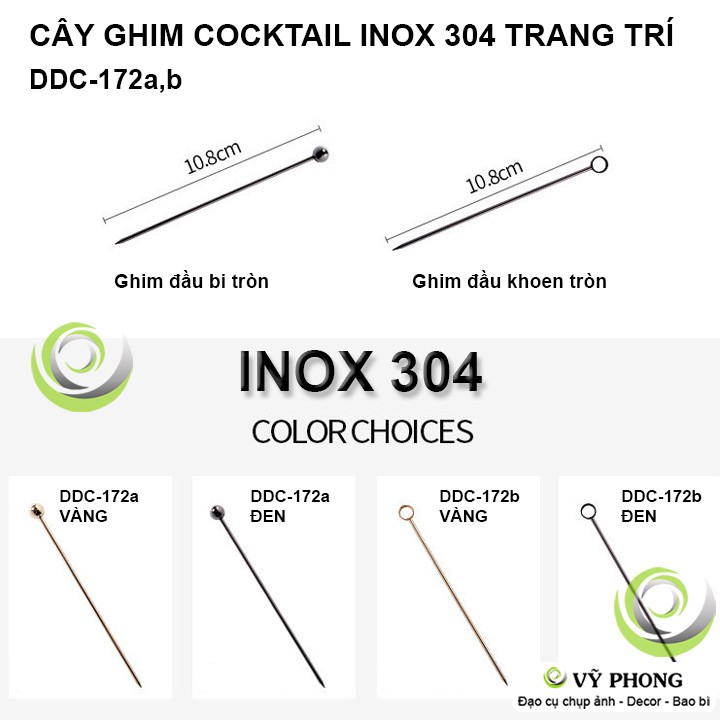 CÂY GHIM INOX 304 COCKTAIL TRÁI CÂY TRANG TRÍ CHỤP HÌNH ĐẠO CỤ CHỤP ẢNH SẢN PHẨM INS DDC-172a,b