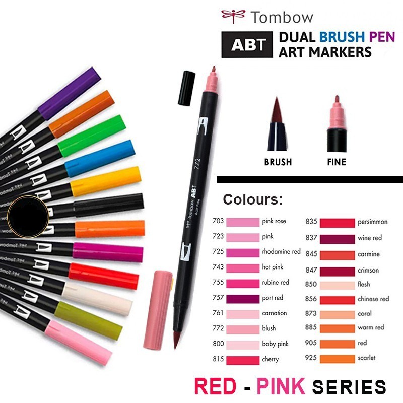 Bút cọ Tombow Dual Brush pen tone Red-Pink