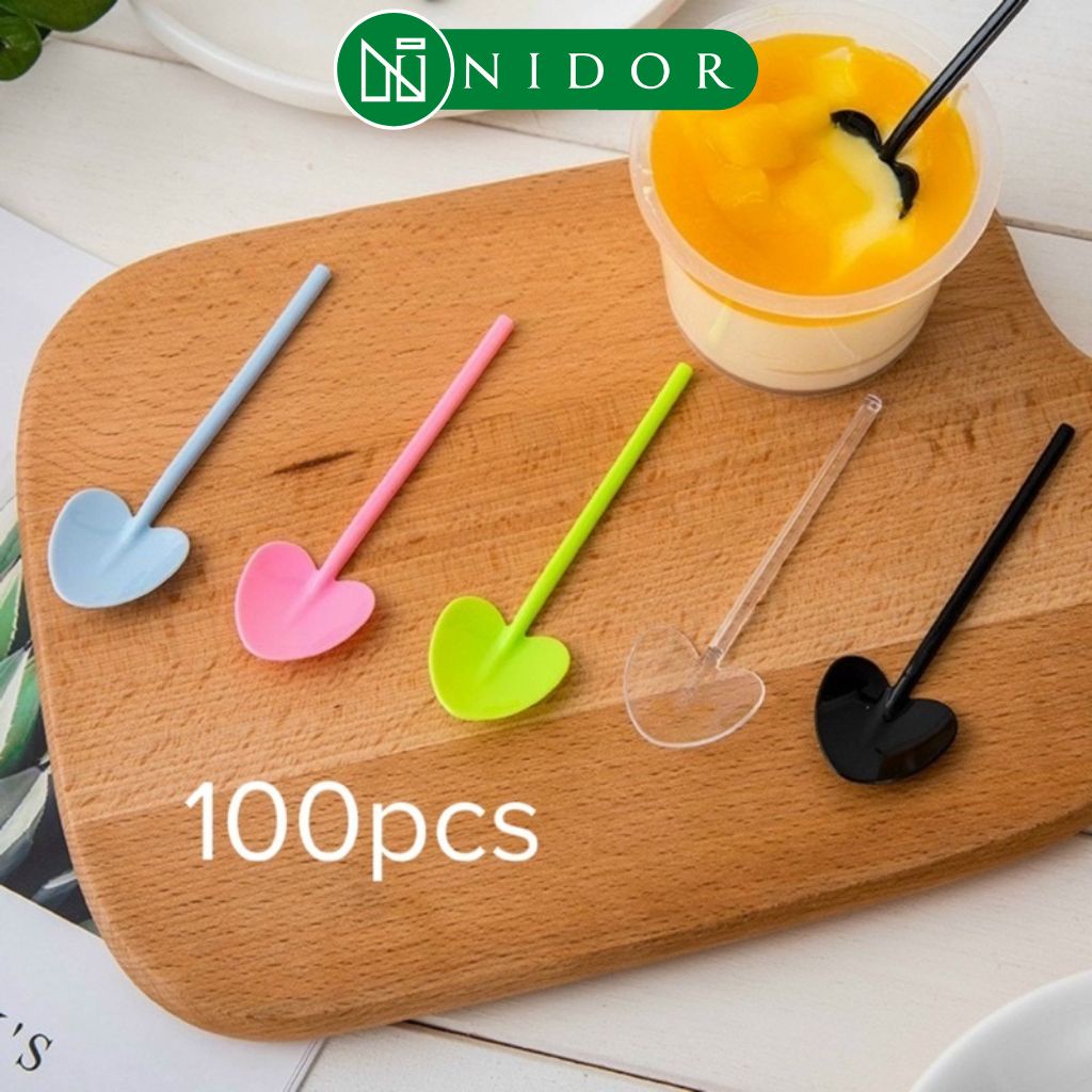 Combo 100 Muỗng Múc Kem Múc Bột Hình Trái Tim - Muỗng Mỹ Phẩm