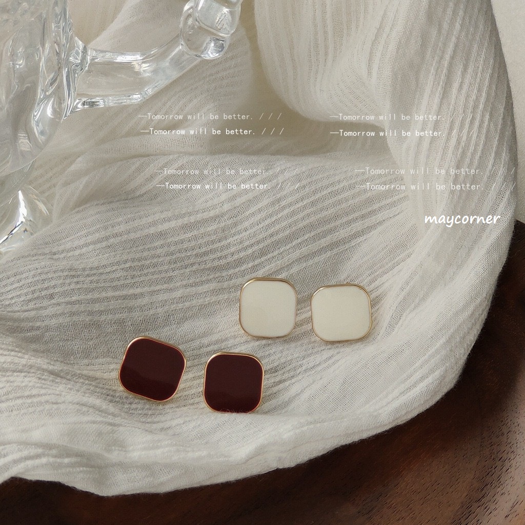 Khuyên tai hình học chốt mạ 925 cao cấp