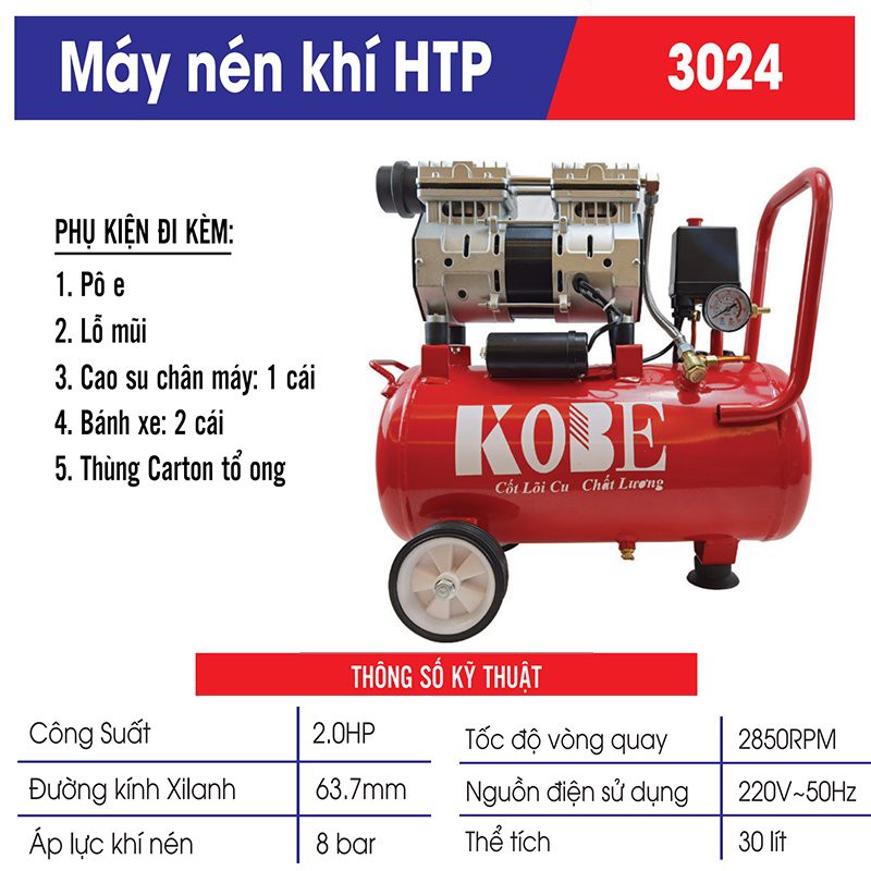 MÁY NÉN KHÍ KOBE HTP 3024 nhiều công dụng - Hàng Chính Hãng 100%