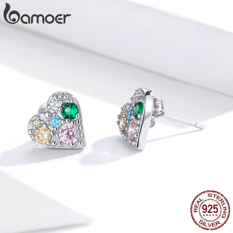 Bông Tai Bamoer Bạc 925 Hình Trái Tim Dành Cho Nữ