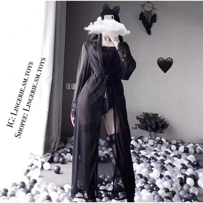 ll2304Chinese Kimono Set/Áo Yếm Choàng Ren Dáng Dài Trung Hoa • LL2304