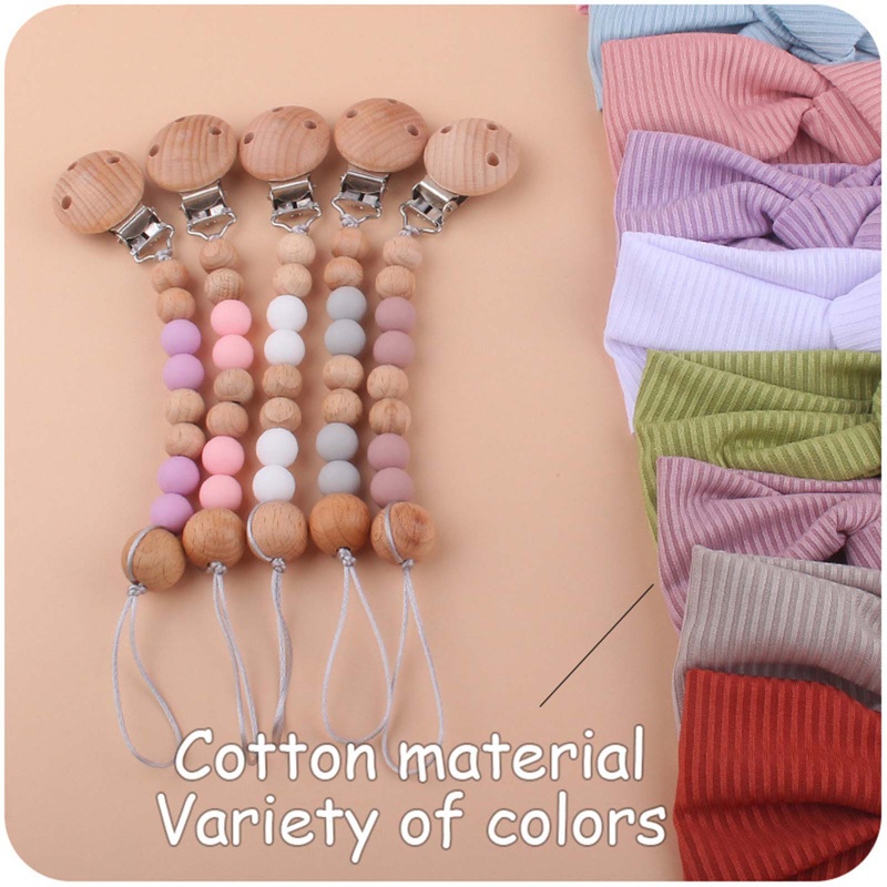 Bộ 2 Món Phụ Kiện Giá Đỡ Núm Vú Giả + Băng Đô Nơ Dễ Thương Cho Bé