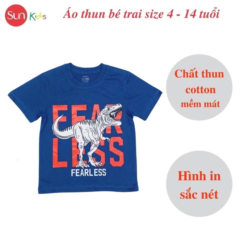 Áo thun bé trai, áo phông cho bé trai chất cotton nhiều màu, size 4-14 tuổi - SUNKIDS1