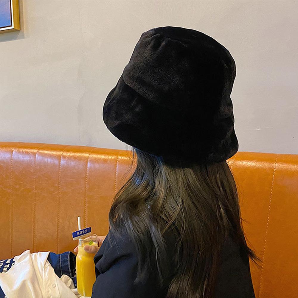 Mũ Bucket Chất Liệu Dày Dặn Mềm Mại Thời Trang Mùa Đông Cho Nữ