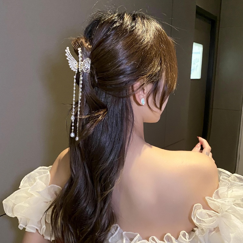 Kẹp Tóc Bướm / Kẹp Tóc Kim Loại Đính Đá / Ngọc Trai Phong Cách Vintage Thanh Lịch Cho Nữ