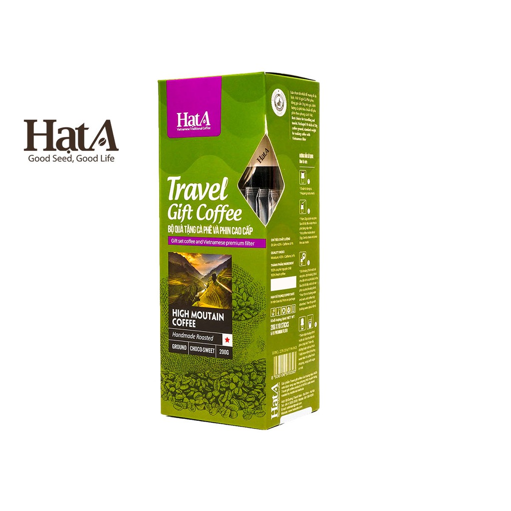 Cà phê High Moutain Hạt A Cafe Travel Gift Coffee 100% hạt Arabica nguyên chất hương vị nhẹ nhàng 200gr