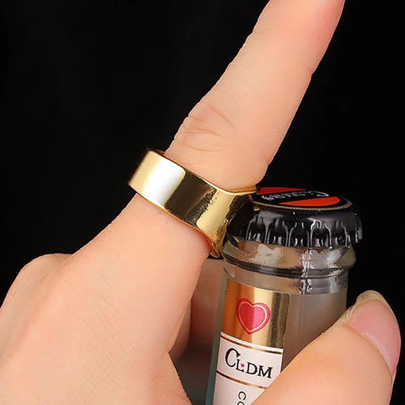 Dụng cụ mở nắp chai bia bằng inox đeo ngón tay tiện lợi