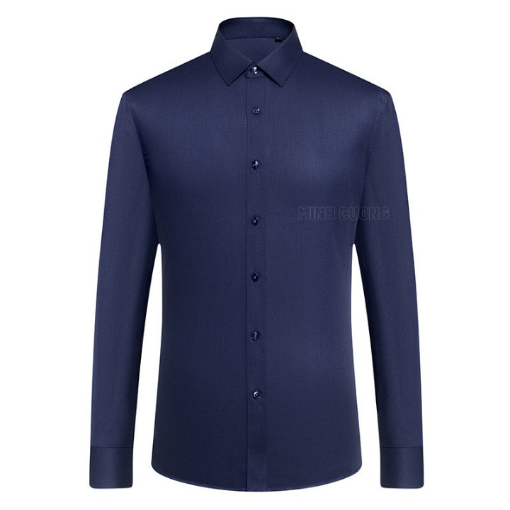 Sơ mi nam đẹp, kiểu trơn dài tay công sở , dáng ôm body Hàn Quốc, vải lụa cotton | BigBuy360 - bigbuy360.vn