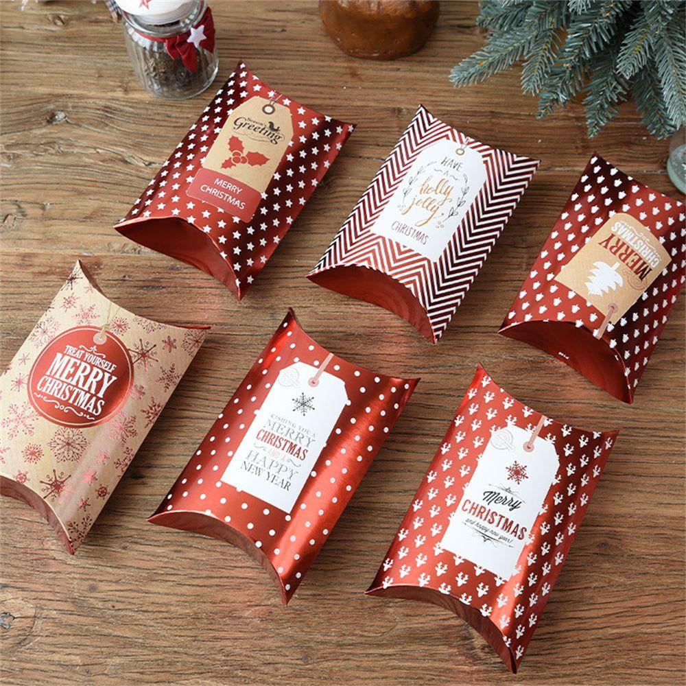 Hộp Đựng Kẹo Hình Gối Màu Đỏ Dùng Trang Trí Tiệc Giáng Sinh Năm Mới